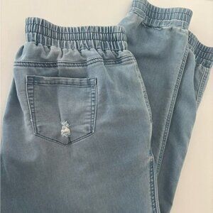 Y2k Jeans Medium Jogger High Waisted Light Wash Distressed Athleisure Streetwear